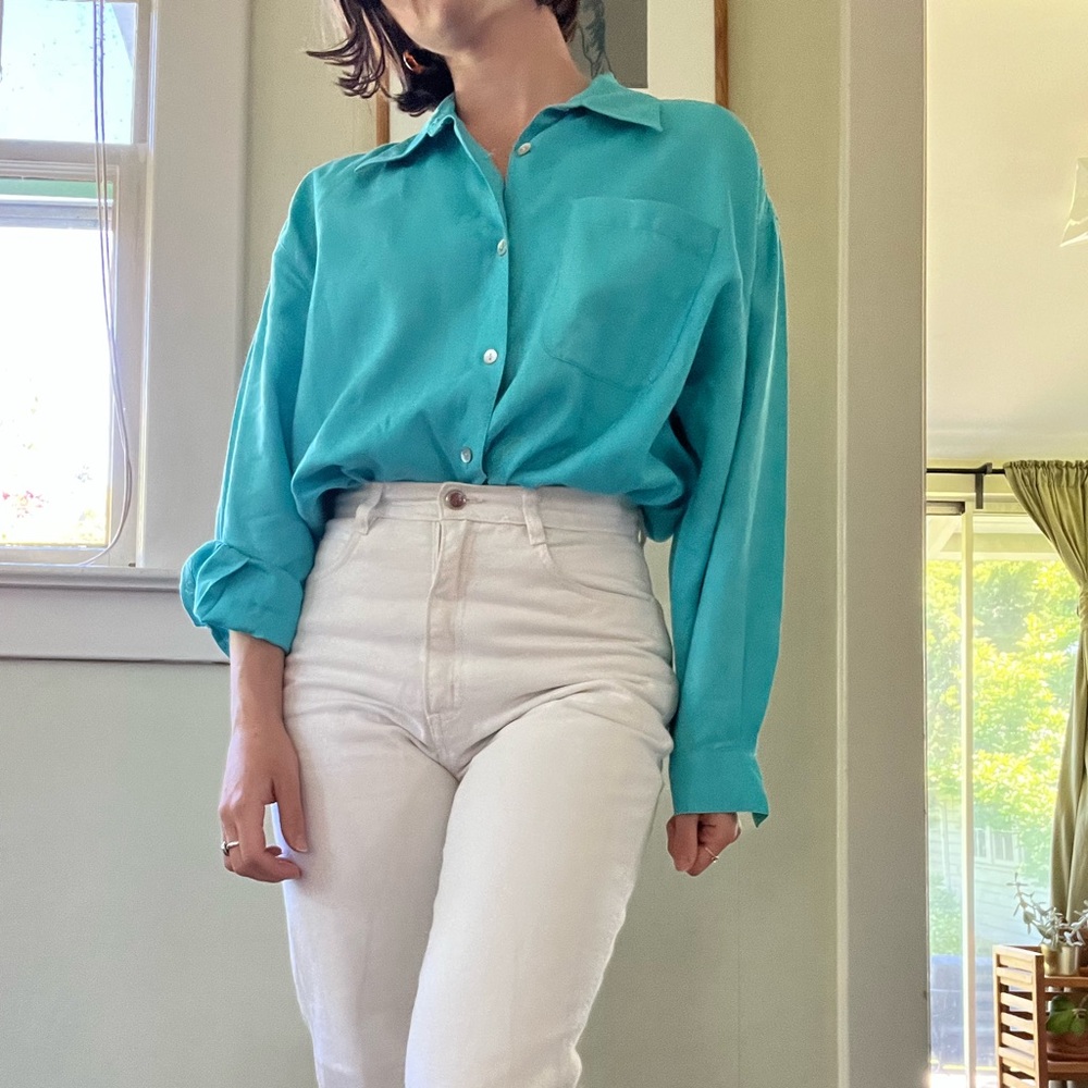 100% linen vintage button up